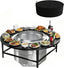 LS'BABQ 40" Fire Pit Surround Tabletop with Waterproof Cover for Solo Stove Bonfire & Ranger, round Outdoor Fire Pit Table for Most Wood-Burning Stoves under 22" Dia for Camping, Powder-Coated Steel
