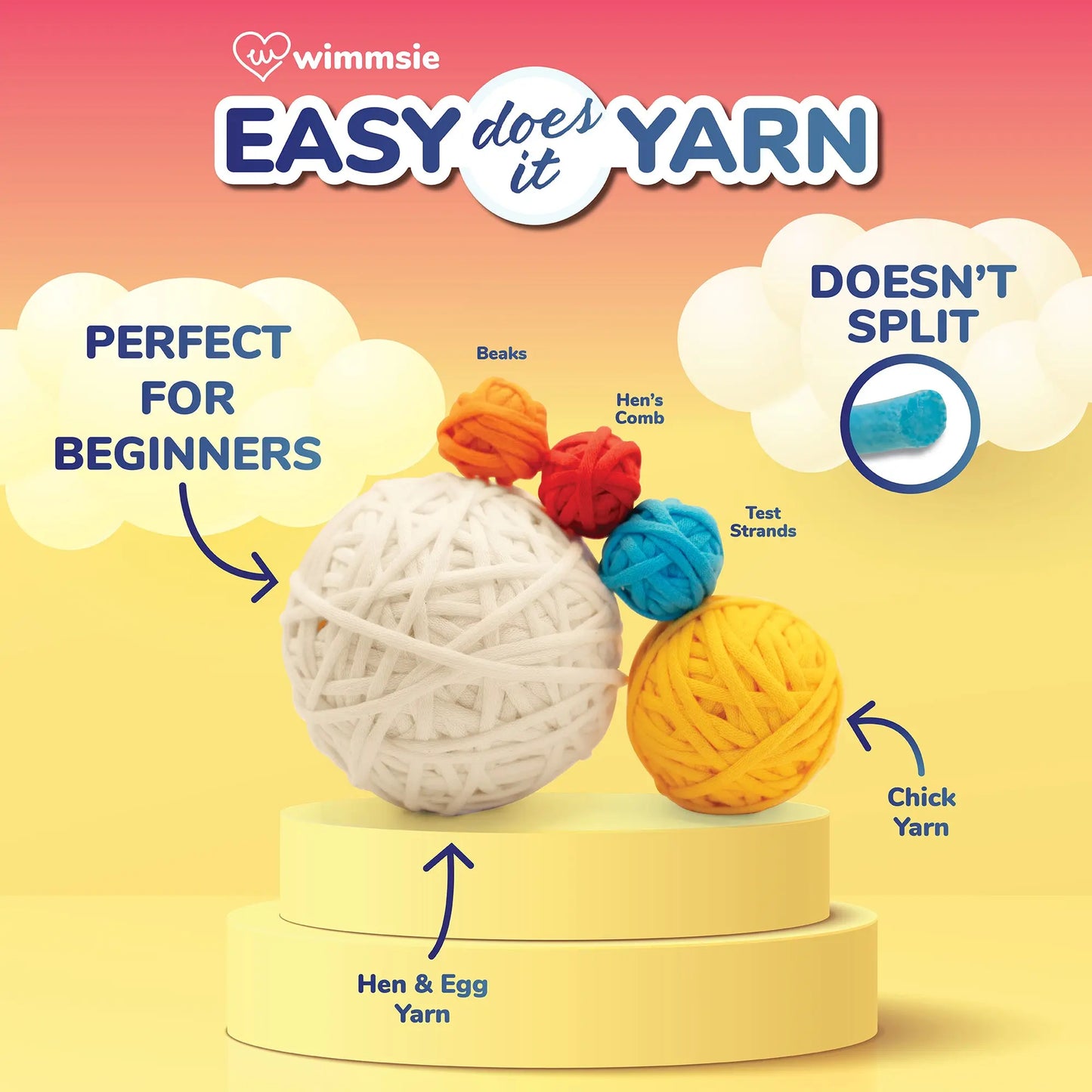 Wimmsie Beginner Crochet Kit for Adults Kids and Teens - Chicken & Egg - White