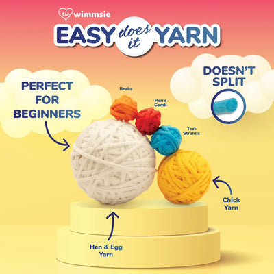 Wimmsie Beginner Crochet Kit for Adults Kids and Teens - Chicken & Egg - White