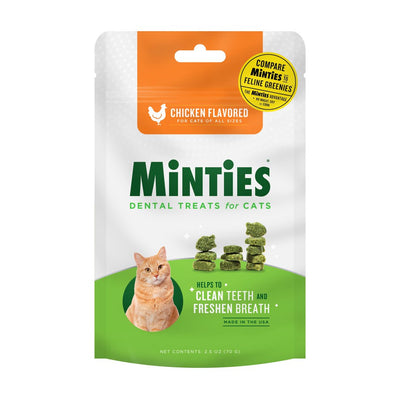 Minties Teeth Cleaner Dental Cat Treats, Chicken Flavored, 2.5 Oz.