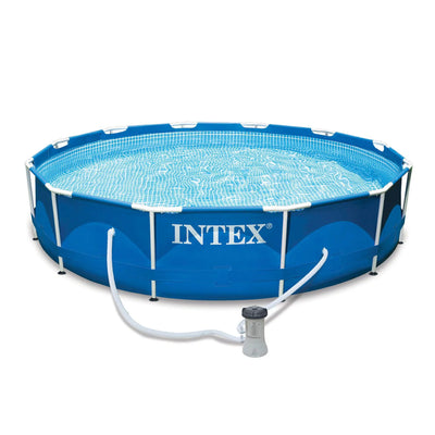 INTEX Metal Frame 12’ X 30” above Ground Swimming Pool with Filter Pump