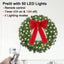 24Inch Christmas Wreath Prelit Warm White USB Lights with Hanger and Remote for Outdoor Indoor Decorations