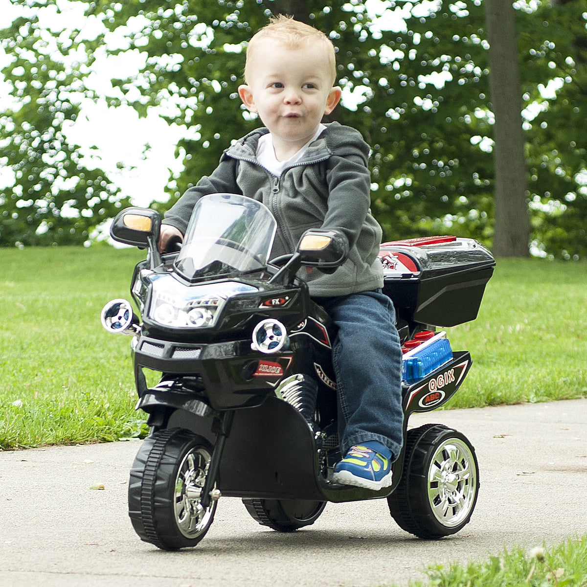Ride on Toy, 3 Wheel Motorcycle Trike for Kids by Rockin' Rollers – Battery Powered Ride on Toys for Boys and Girls, 2 - 5 Year Old - Black FX