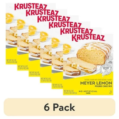 (6 Pack) Krusteaz Meyer Lemon Pound Cake Mix, Pound Cake Baking Mix with Lemon Flavored Glaze, 16.5 Oz Box​