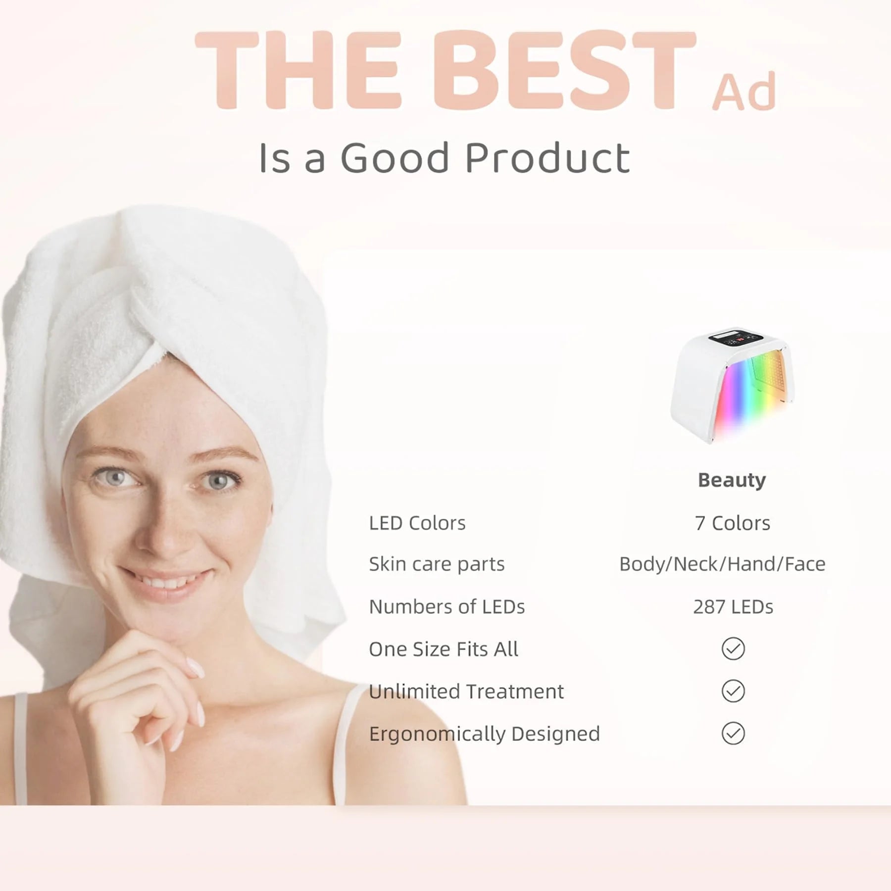 Beautifyease Red Light Therapy for Face, 7 in 1 Colors LED Face Mask Skin Care Tool