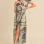 Aemi + Co Lace Detail Slit Geometric Print Short Sleeve Maxi Dress