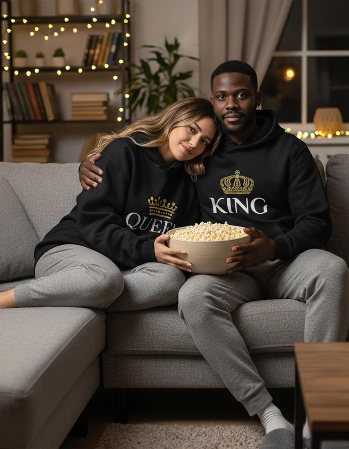 Tstars King & Queen Matching Couple Hoodie Set - His & Hers Pullover Hoodies - Valentine'S Day Gift for Couples