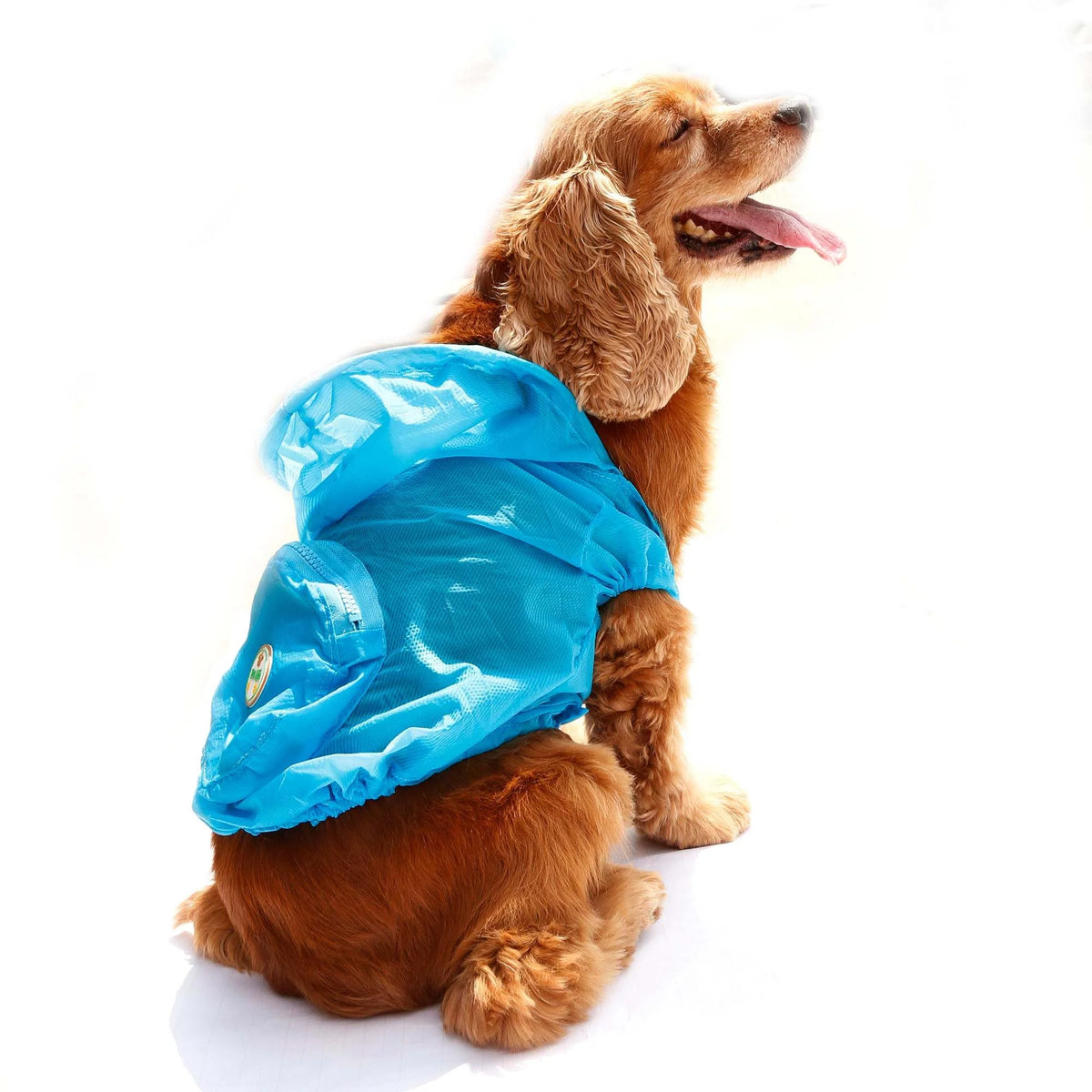 Thunder-Paw Adjustable Zippered Folding Travel Dog Raincoat,Blue,X-Small