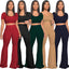 2 Piece Outfits for Women Workout Sets - Sexy Crop Top + High Waisted Flared Long Pant Sets Track Suits Yoga Sports