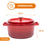 Bruntmor Pre-Seasoned Enameled Cast Iron Dutch Oven with Lid and Handle - 5.2 Quart Heavy Duty Casserole Dish for Cooking, Baking, and Braising - Oven Safe, Durable, round Cast Iron Cooking Pot - Red