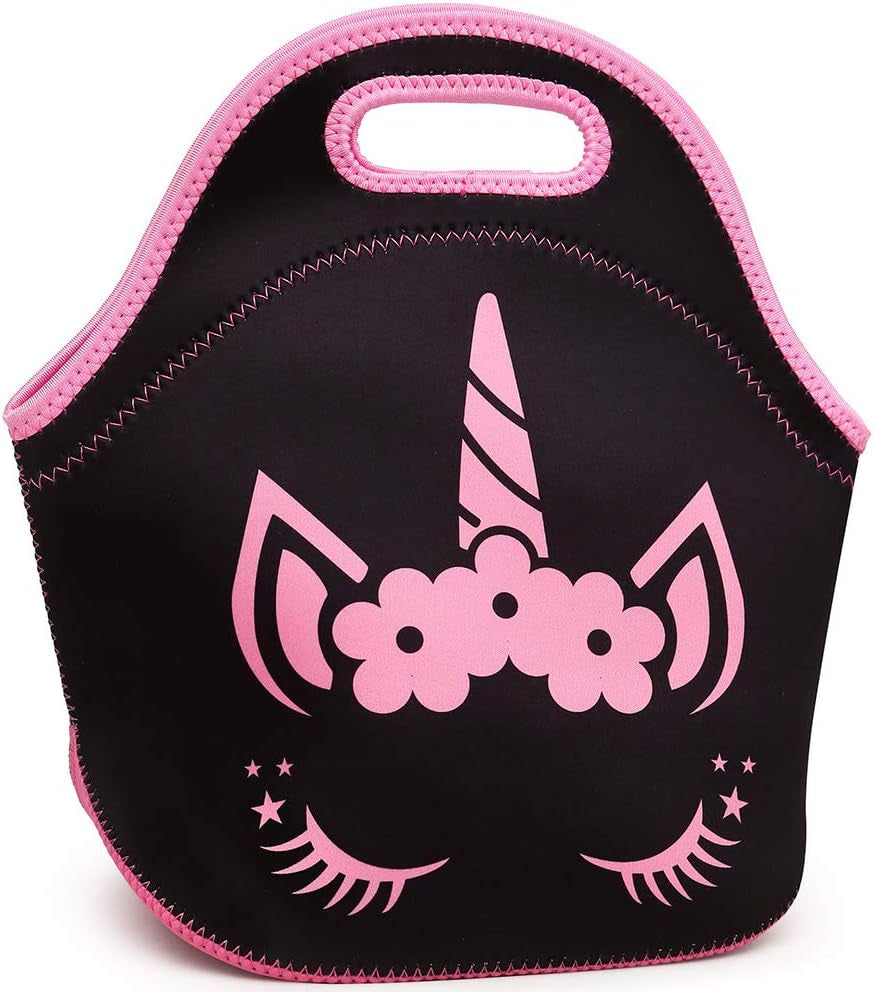 Moonmo Cute Unicorn Face Diamond Sequins Waterproof Princess School Backpack Set Girls Book Bag