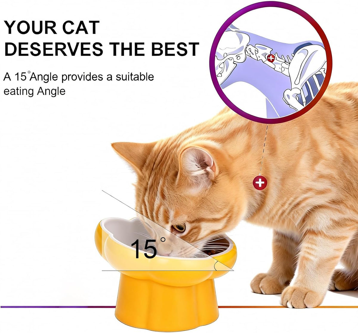Ceramic Raised Slow Feeder Cat Bowl,Cat Slow Feeder,