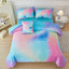 PERFEMET Kids Queen Comforter Set Girls,6-Piece Colorful Rainbow Bedding Set,All-Season Galaxy Star Bed Set with Sheets for Queen Beds