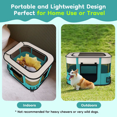 BEBANG Pet Playpen, Foldable Portable Dog Cat Playpens Exercise Kennel Tent, Removable Shade Cover, Indoor Outdoor Travel Camping Use(M)