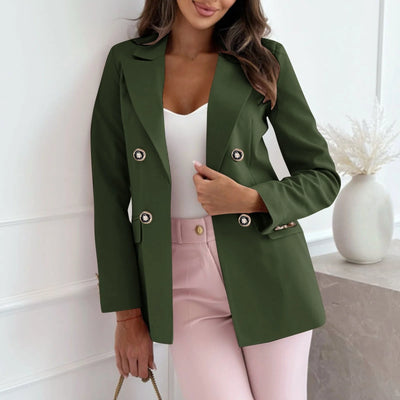 Ashirexll Winter Jackets for Women, Winter Coats for Women, Womens Solid Color Long Sleeve Turndown Collar Button up Casual Blazer Jacket No Hood