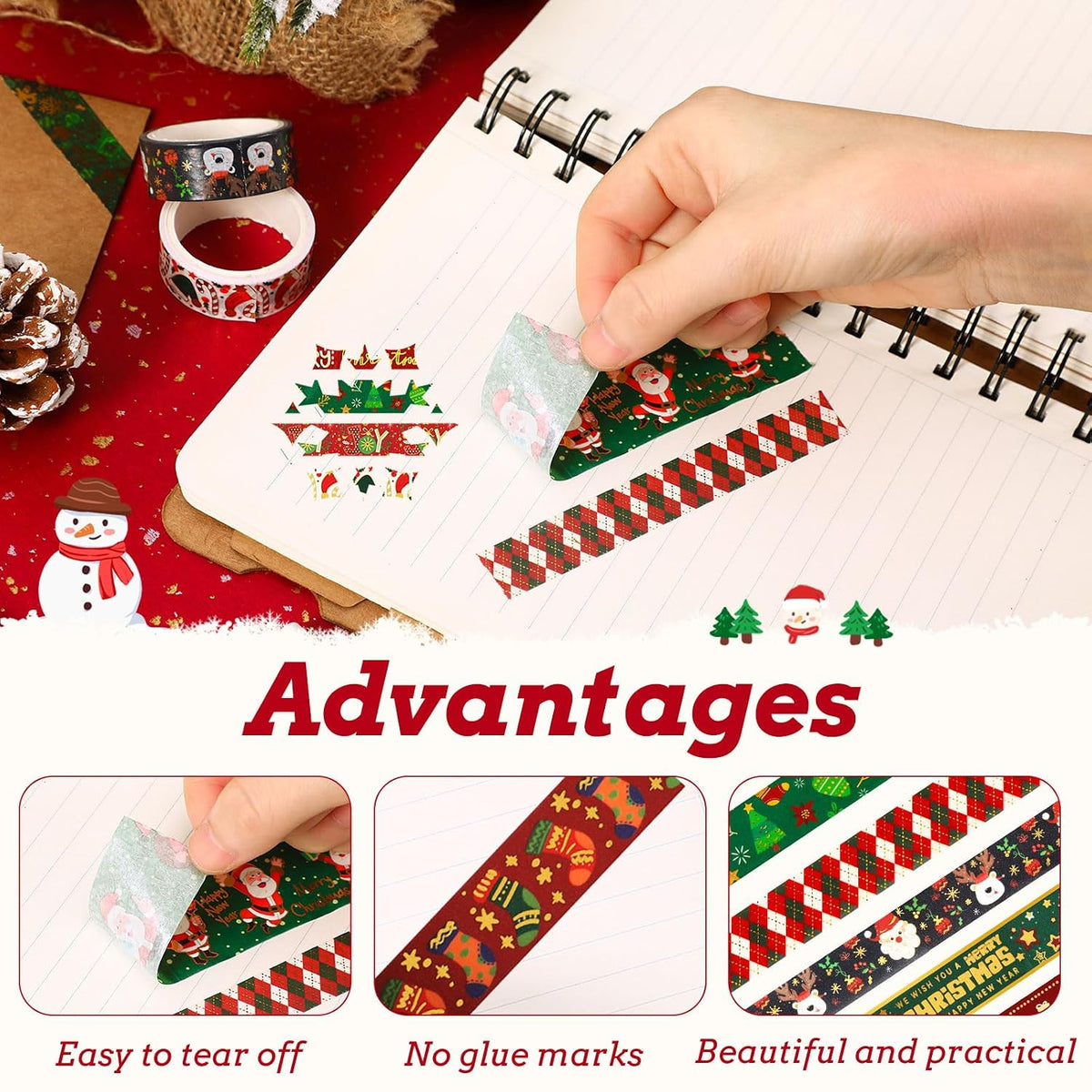 SANNIX 17 Rolls Christmas Washi Tape Holiday Decorative Washi Tapes 4 Sizes