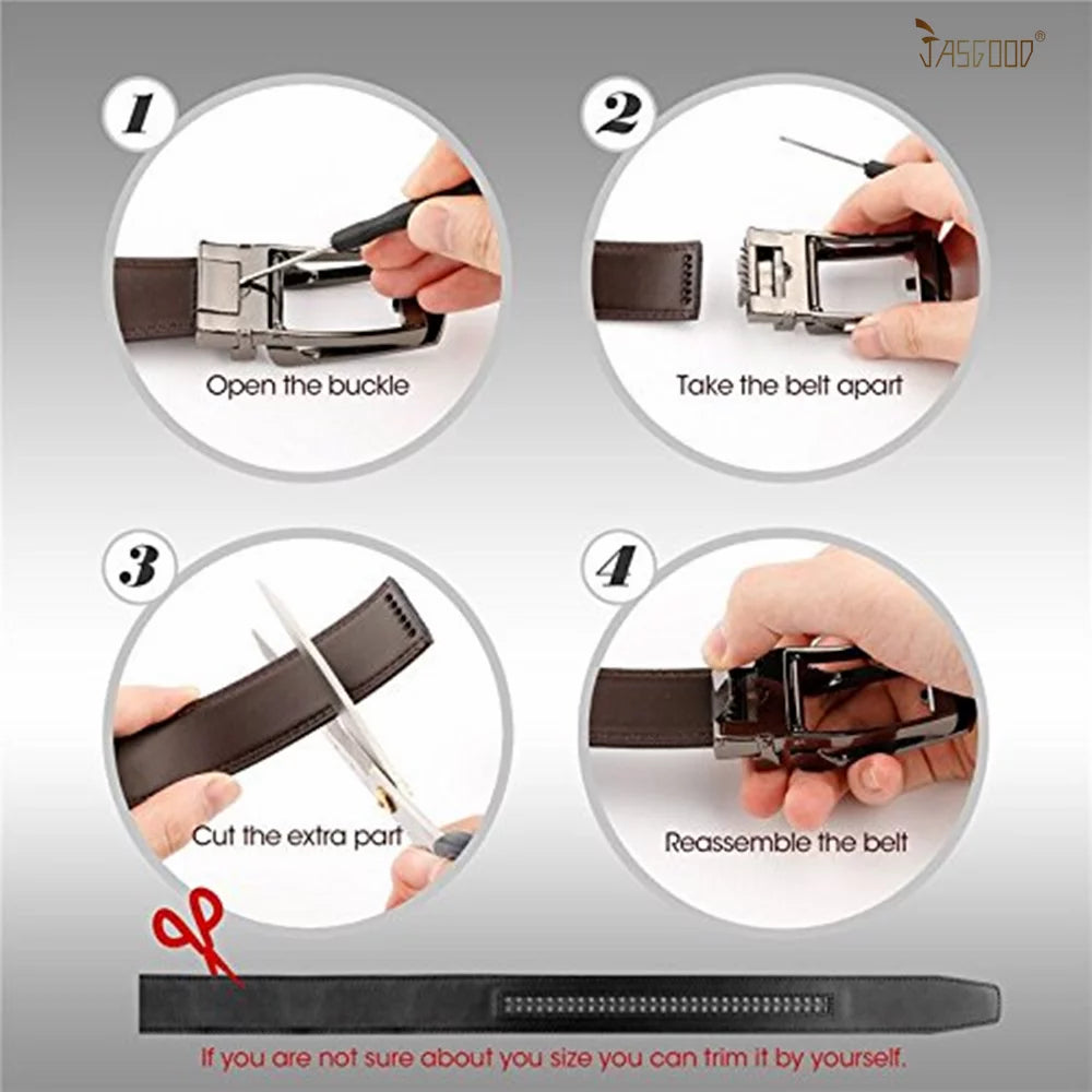 JASGOOD Men'S Ratchet Belts Leather Click Belt for Men 2 Pack