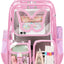 SANMADROLA Clear Backpack Heavy Duty Transparent Bookbag Teen Girlish Cute Bag Large Capacity See through Backpacks Stadium Approved Daypack for Middle School College Sport/Travel, Pink Butterfly