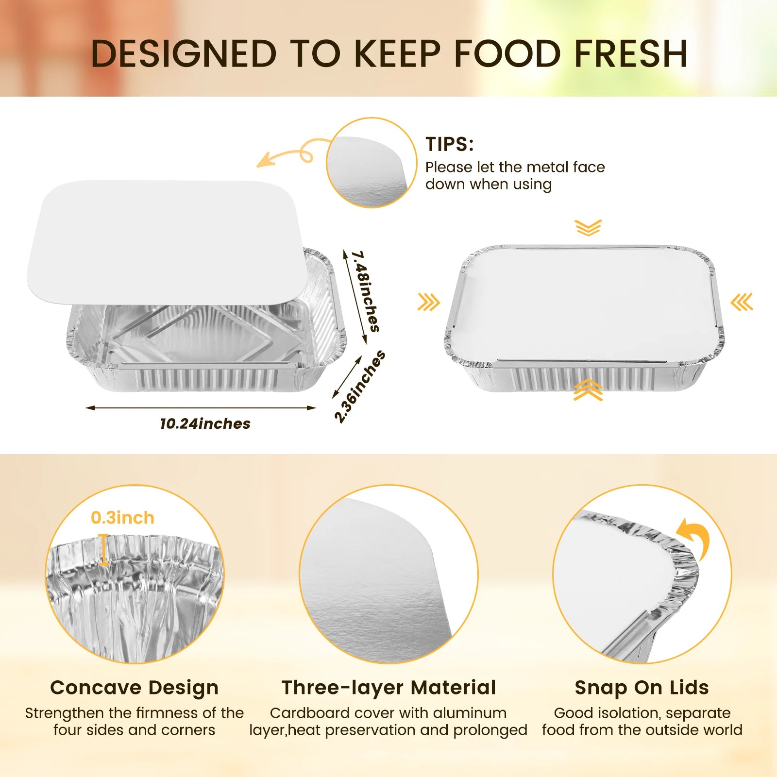 GPED Aluminum Pans Disposable Foil (30 Pack) - Foil Pans with Lids 10.2*7.5In - Disposable Food Containers Great for Baking Cake, Cooking, Heating, Storing, Prepping Food