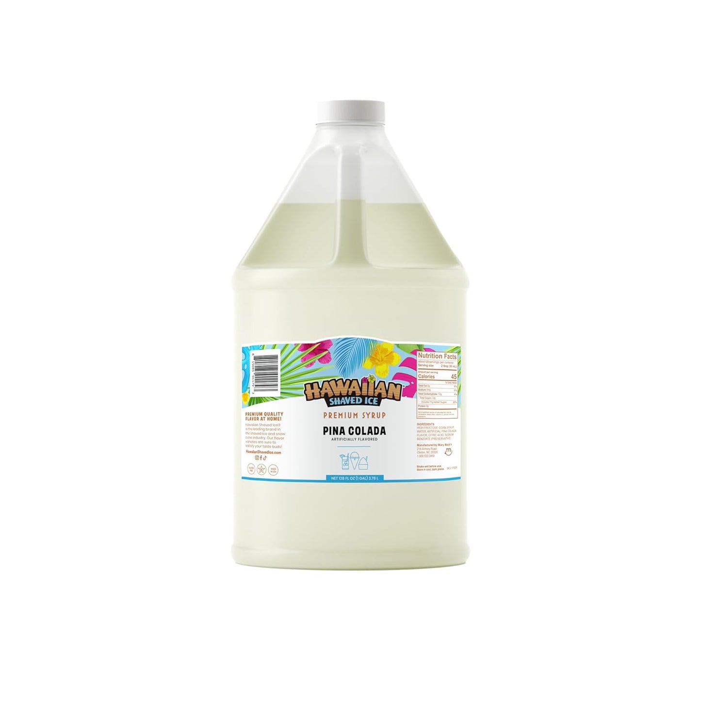 Hawaiian Shaved Ice Syrup, Pina Colada, Gallon