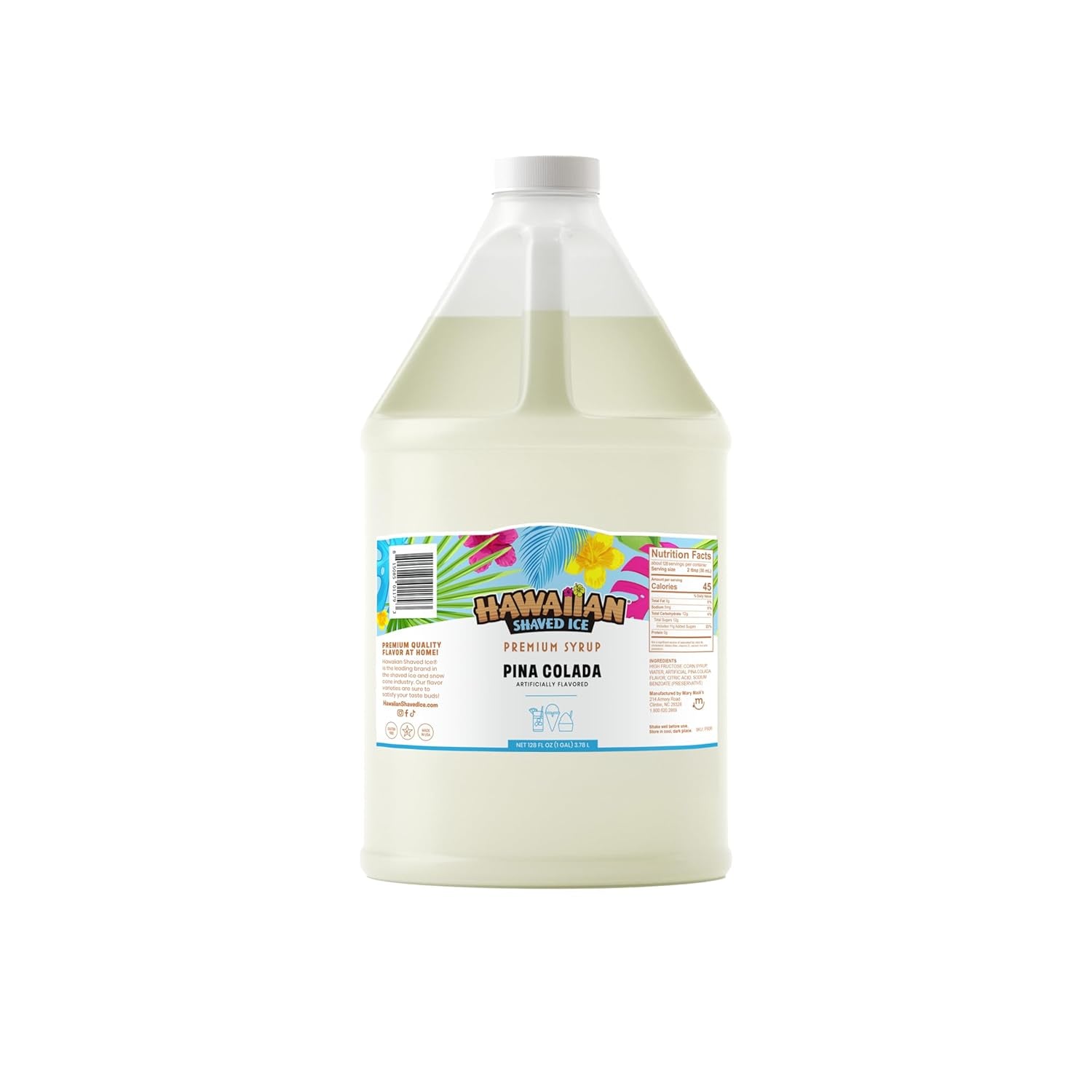 Hawaiian Shaved Ice Syrup, Pina Colada, Gallon