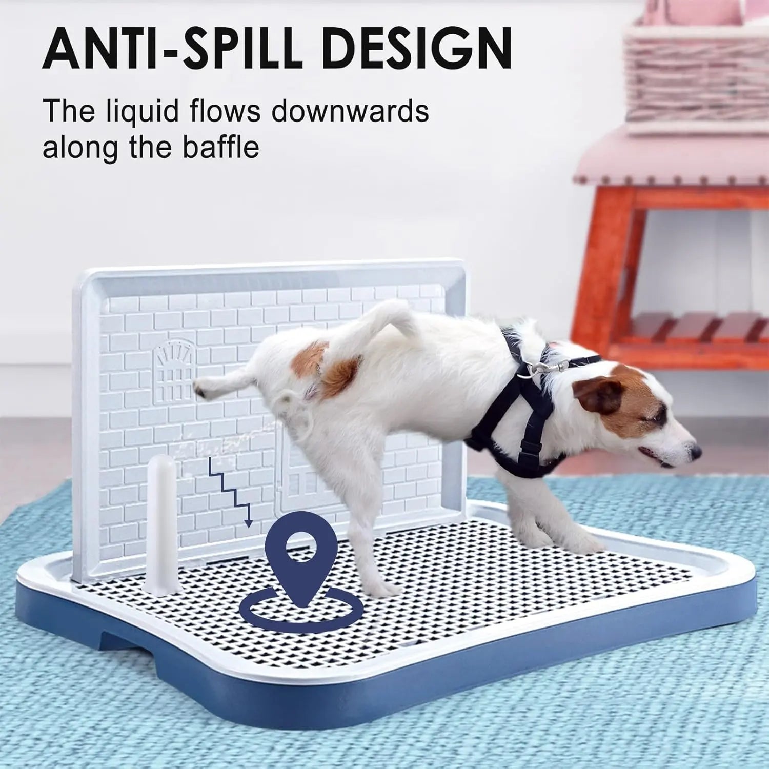 Hallostark Pee Pad Holder, Indoor Dog Potty for Dogs, Dog Pad Holder, Puppy Potty Training Tray with Splash Wall & Center Post, 20.1"×15.4", Black