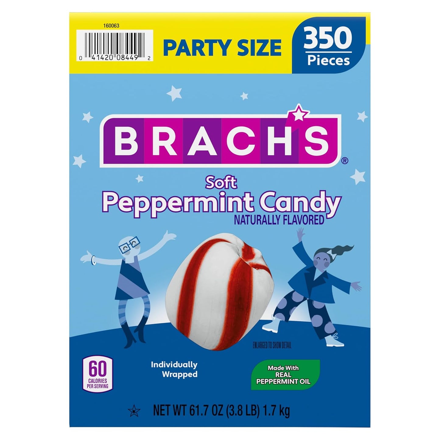 Brach'S Soft Peppermint Candy, Individually Wrapped Pieces, 61.7 Oz Carton (350 Pieces)