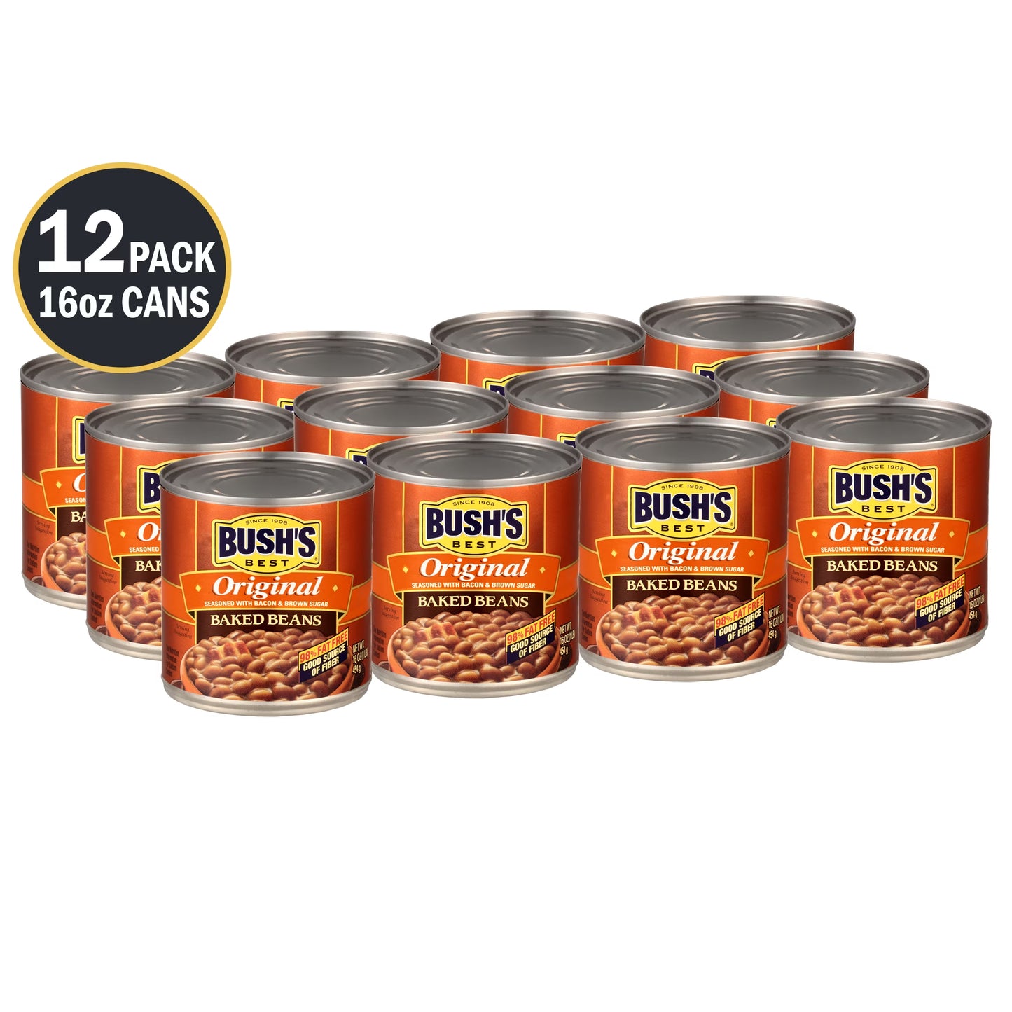 (12 Cans) Bush'S Original Baked Beans, Canned Beans, 16 Oz