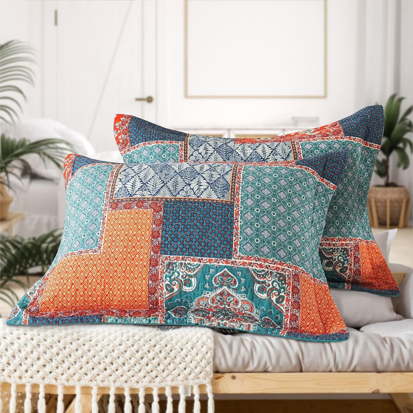 VAPUTAR 100% Cotton Face Quilt King Size Bedding Set - Quilt Bedding Set | Farmhouse King Size Quilts, Lightweight Reversible Coverlets Bedspreads for Bedroom