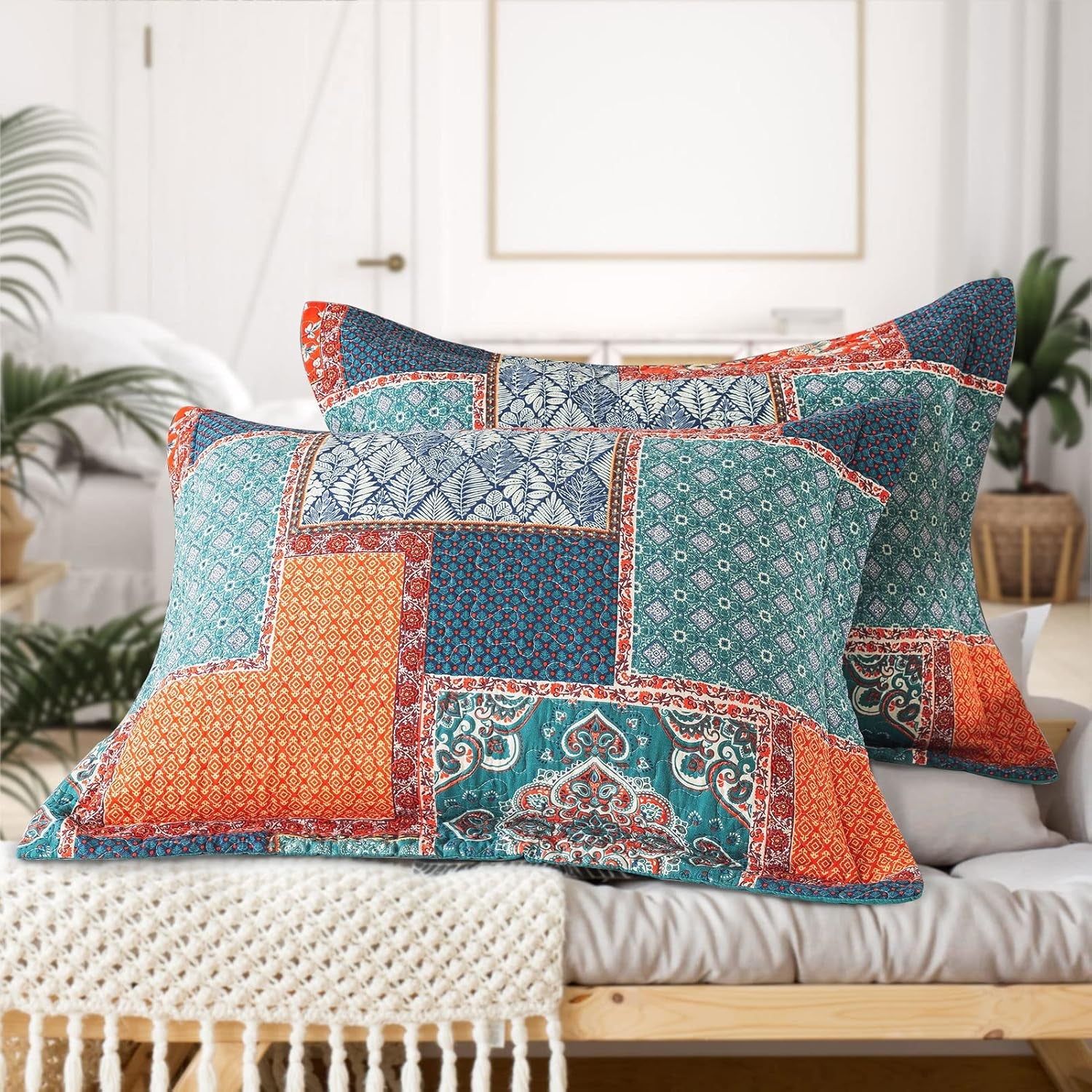 VAPUTAR 100% Cotton Face Quilt King Size Bedding Set - Quilt Bedding Set | Farmhouse King Size Quilts, Lightweight Reversible Coverlets Bedspreads for Bedroom