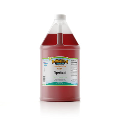 Hawaiian Shaved Ice Syrup Gallon, Tiger'S Blood Flavor, Great for Slushies, Italian Soda, Popsicles, & More, No Refrigeration Needed, Contains No Nuts, Soy, Wheat, Dairy, Starch, Flour, or Egg Products