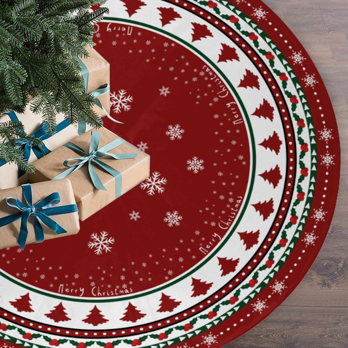 Christmas Tree Skirt 48 Inch Red Traditional Christmas Tree Decorations