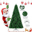 KTKDE 7.5Ft Artificial Christmas Tree Is a Green One with 1450 Tips and 200 Battery-Powered LED Columns. It Features 7.87-Inch Golden Five Pointed Star and Is Perfect for Family and Office Gatherings