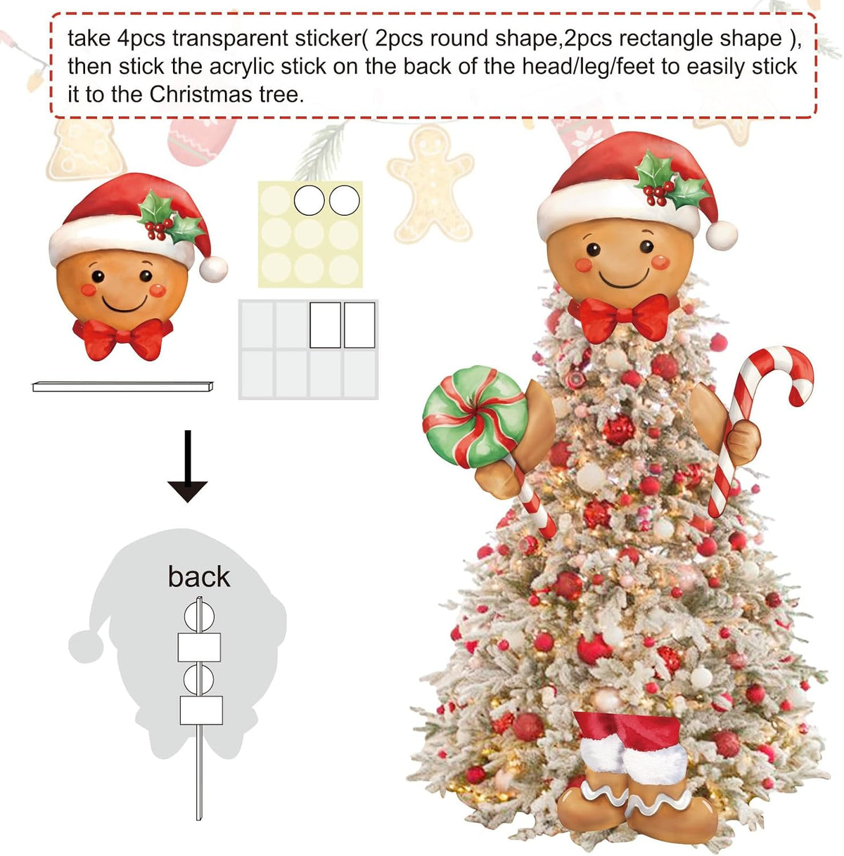 Vloso Gingerbread Christmas Tree Topper, Gingerbread Christmas Decorations