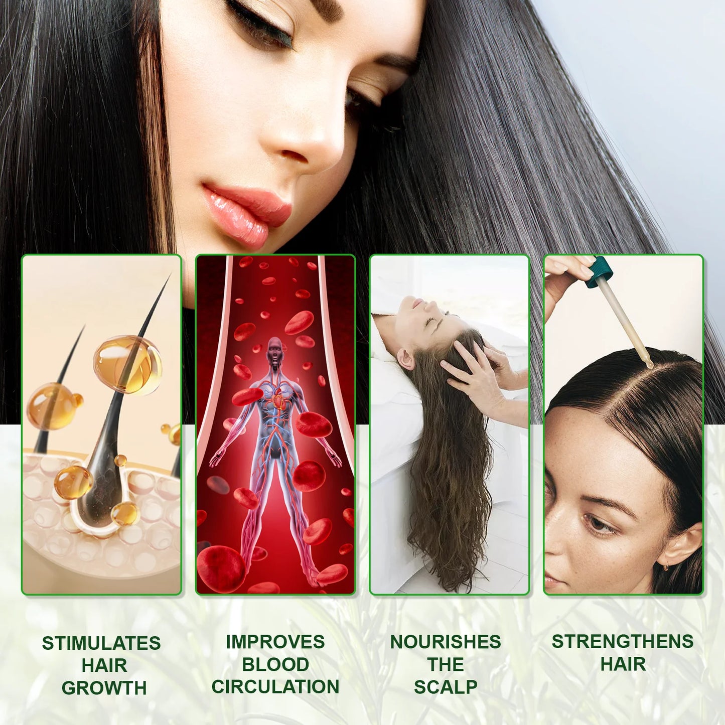Aliver Rosemary Essential Oil for Hair and Skin Care, Massage Oil with a Silicone Massage Comb, Improve Scalp Blood Circulation,Promote Nutrient Absorption