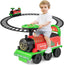 OLAKIDS Kids Ride on Train with Track, 6V Electric Toy with Lights and Sounds, Retractable Footrest, under Seat Storage, Christmas Theme Battery Powered Gift for Toddlers Boys Girls (Christmas Style)