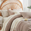 Brown Boho Seersucker Comforter Set King Size,Textured Lightweight Breathable Bedding 1 Comforter& 2 Shams