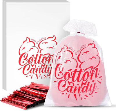 100PCS Cotton Candy Bags, 11.8X17.7 Inch Candy Supplies Perfect for Sticks and Cones, Cotton Candys Bulk Accessories for Carnivals