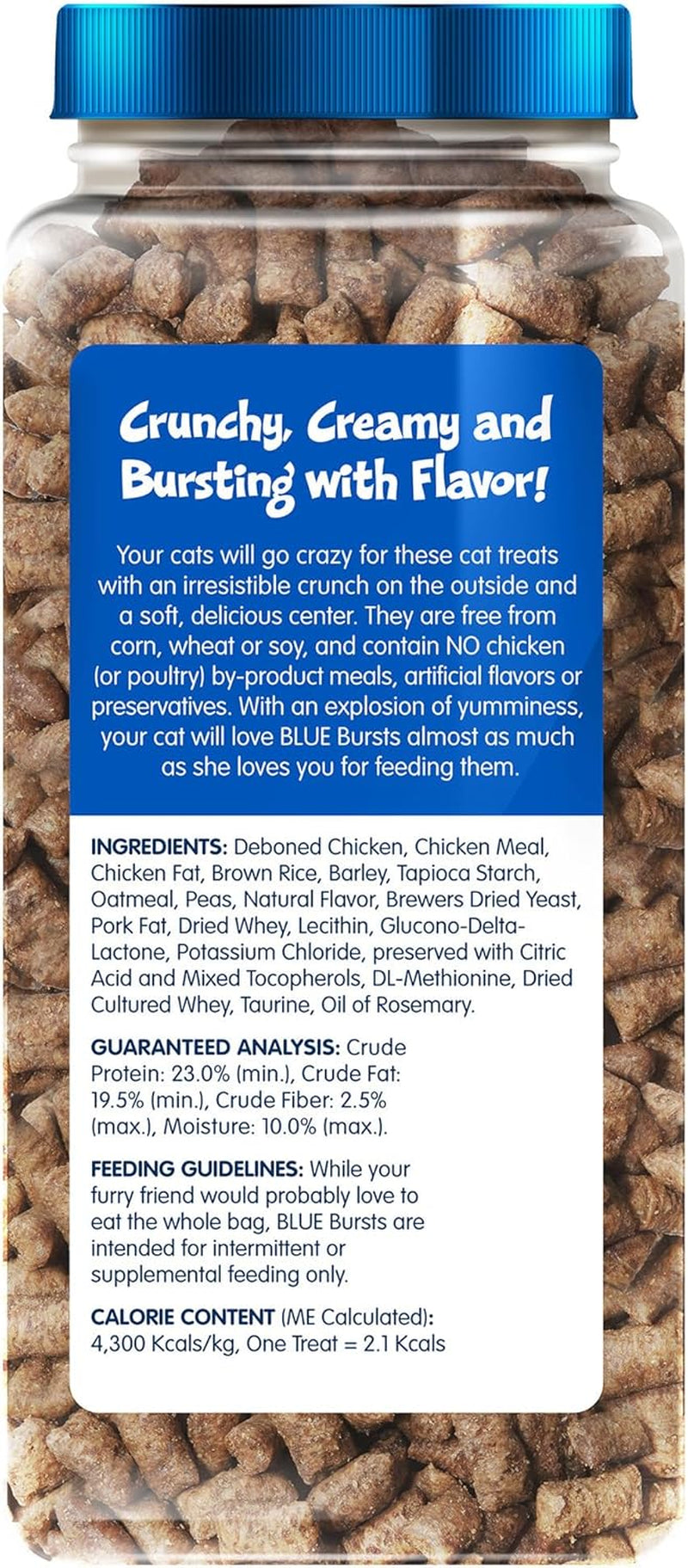 Blue Buffalo Bursts Crunchy & Creamy Cat Treats, Great for Training, Paw-Lickin' Chicken, 12-Oz. Tub (Pack of 4)