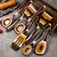 7-Piece Brown Pakkawood Utensils Set – Sturdy, Eco-Friendly, Wooden Spoons for Cooking, Wooden Utensil for Cooking, Wooden Kitchen Tool, Home & Kitchen Gifts for Men and Women