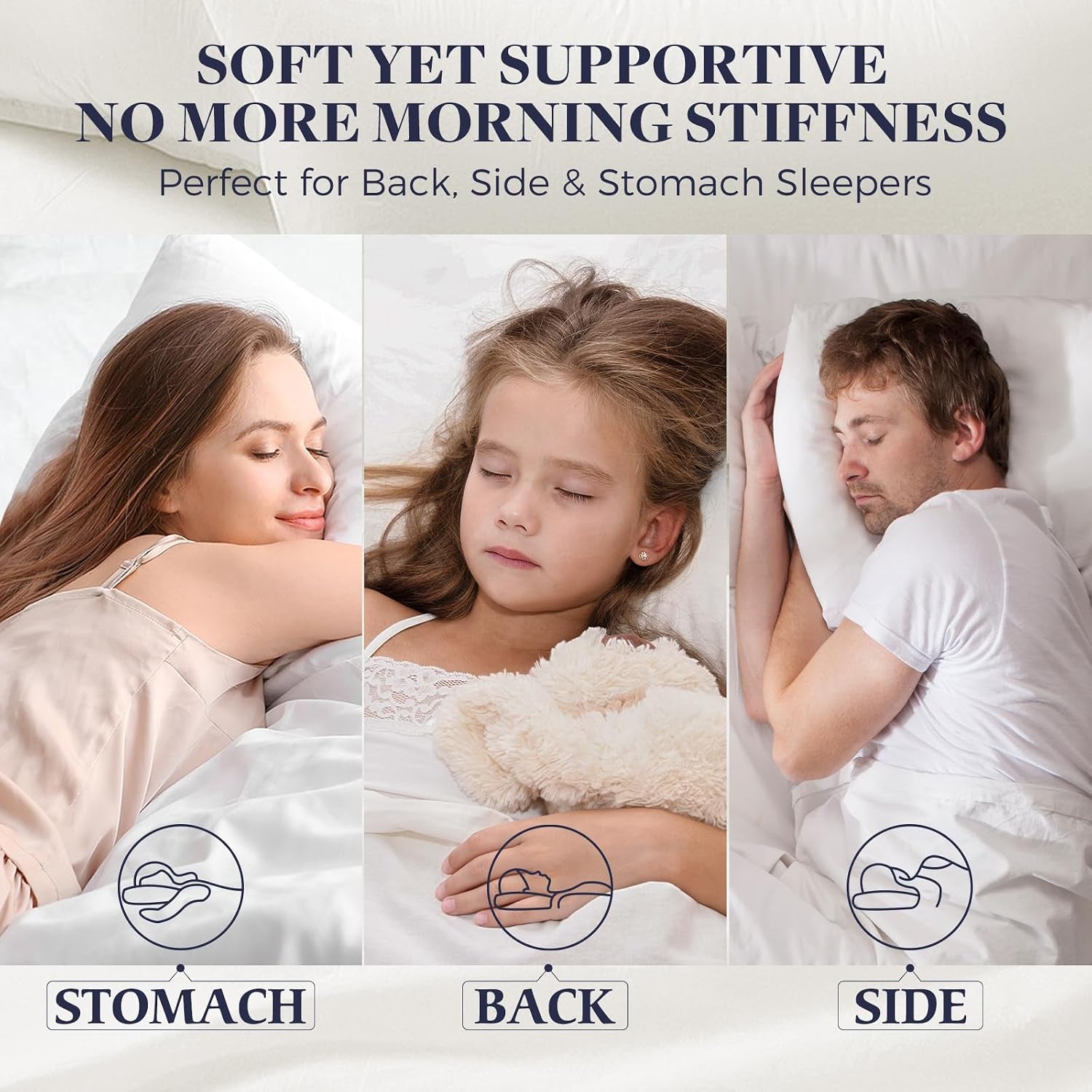 Basic beyond Standard Size Pillows for Sleeping - Soft down Alternative Pillows Luxury Hotel Collection Bed Pillows Set of 2, Grey, 20X26 Inches