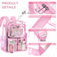 SANMADROLA Clear Backpack Heavy Duty Transparent Bookbag Teen Girlish Cute Bag Large Capacity See through Backpacks Stadium Approved Daypack for Middle School College Sport/Travel, Pink Butterfly