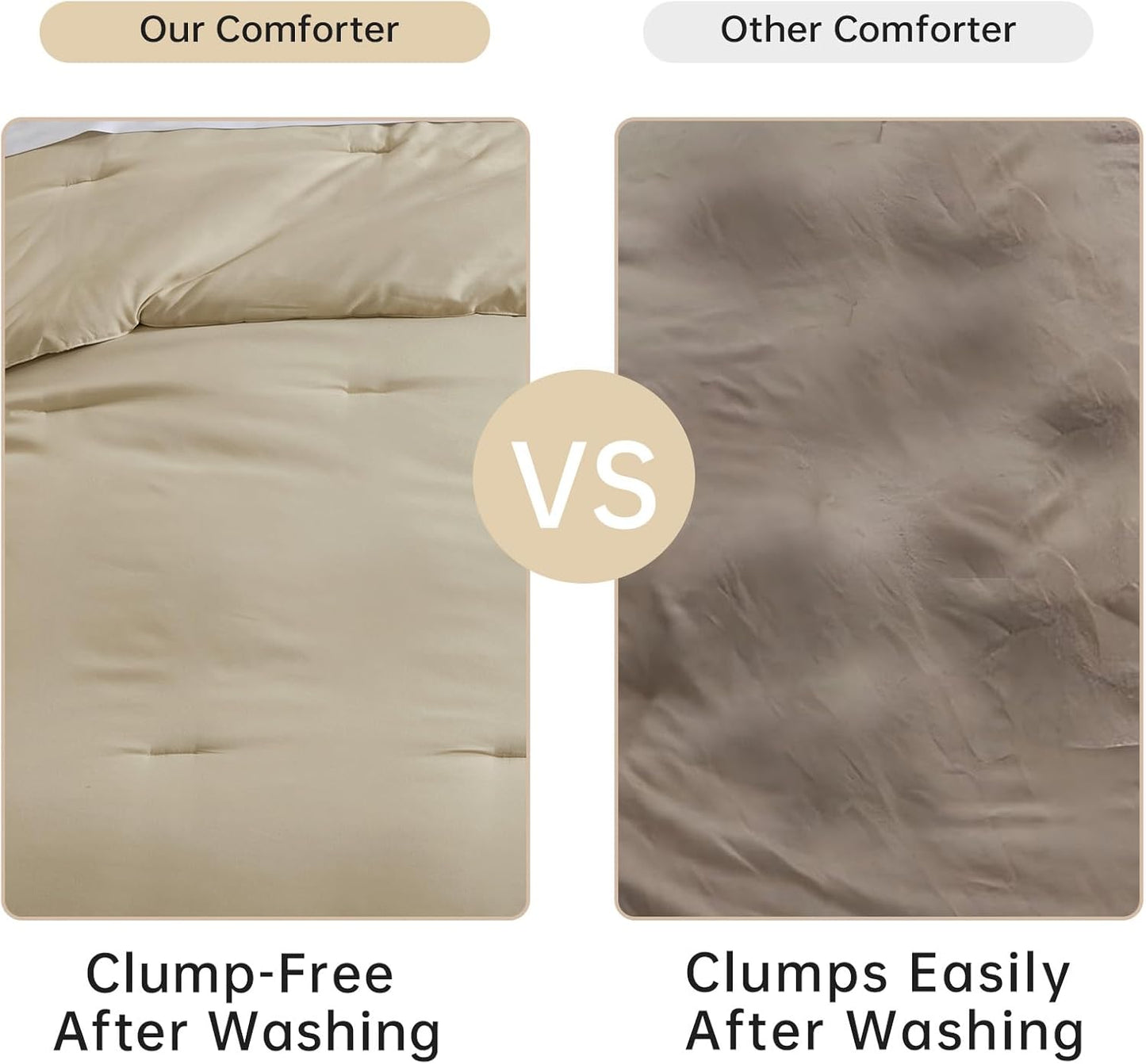 Satisomnia Beige Twin Comforter Set 2 Piece, Lightweight Bed Comforters | No Clumping, Machine Washable, Beige, All-Season Comfort, Soft Breathable, Skin Friendly, Solid, 1 Pillow Sham