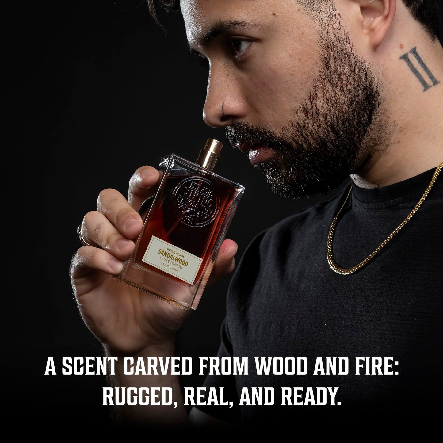 Viking Revolution Sandalwood Cologne for Men - Eau De Parfum - Woody Sandalwood Perfume with Notes of Cedar, Cypress, Plum Blossom, Lemon, Balm, Vanilla - Gifts for Men 3.5 Fl Oz