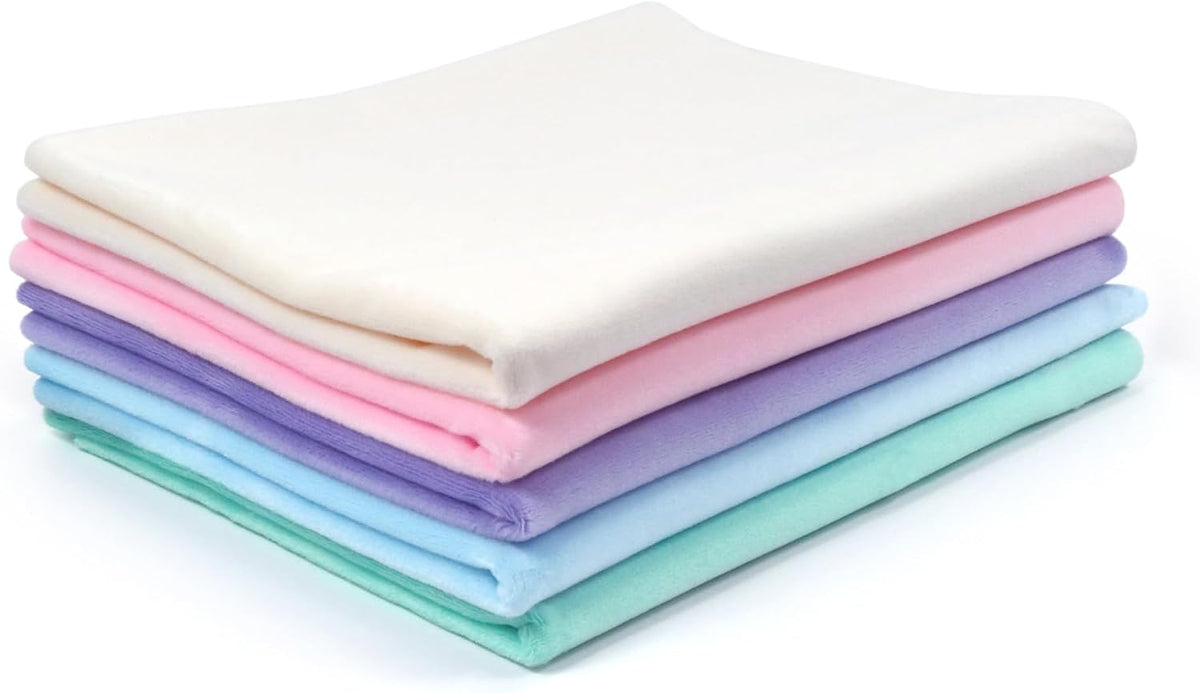 Kullaloo Plush Fabric | Precut Fabric Bundle: 5 Pieces Solid Minky Fabric for Sewing | 19.5X29.5 Each | for Plushies, Baby Blankets, Pillows, Dog Beds, Apparel | Pastel Colors Minky Fabric Pack