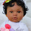 SCOM Black Baby Doll Girl - 20 Inch Reborn Realistic African American Doll | Brown Eyes, Handmade Hair, with Accessories, Dark Skin, Soft Cloth Body, Weighted, Lifelike Newborn, Gift for 3+