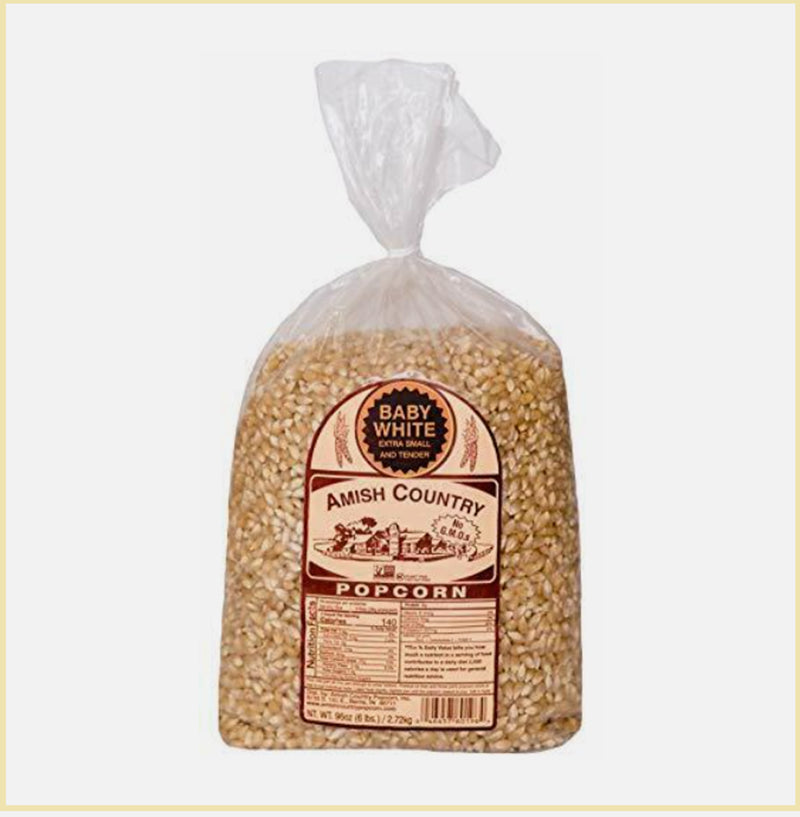 Amish Country Popcorn | 6 Lb Bag | Baby White Popcorn Kernels | Small and Tender
