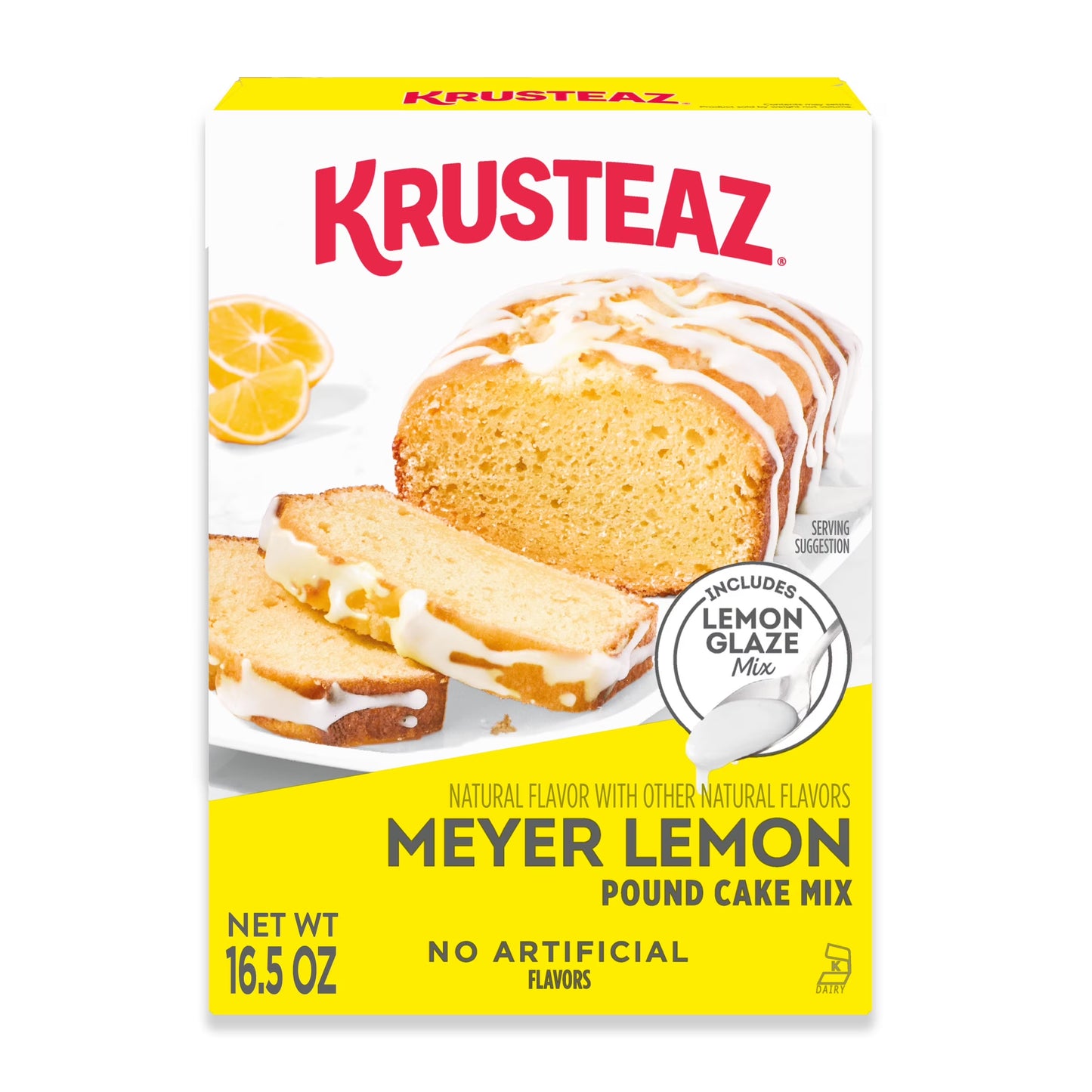 (6 Pack) Krusteaz Meyer Lemon Pound Cake Mix, Pound Cake Baking Mix with Lemon Flavored Glaze, 16.5 Oz Box​