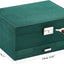 Jewelry Box for Women with Drawer, 3-Layer Large Jewelry Organizer with Lock & Key, 8 Necklace Hooks & 56 Earring Holes, Green Velvet Jewelry Storage Box for Necklaces Earrings Rings Bracelets