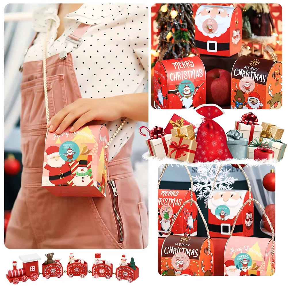 Christmas Gift Box 500Pcs round Labels Christmas Sticker Candy Bag Flower Gift Box Cake Boxes Packaging New Year Stickers